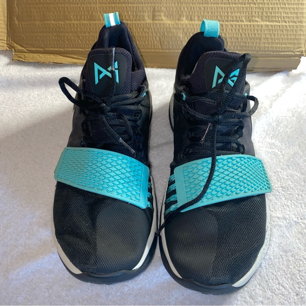 Nike PG 1 Paul George Zoom 878627-002 Mens Black Light Aqua Basketball Shoes 9